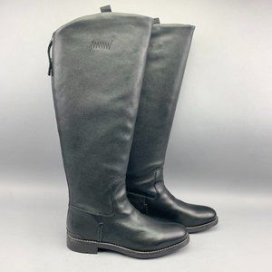 Franco Sarto Meyer Knee High Leather Boots Womens Size 7.5 Black